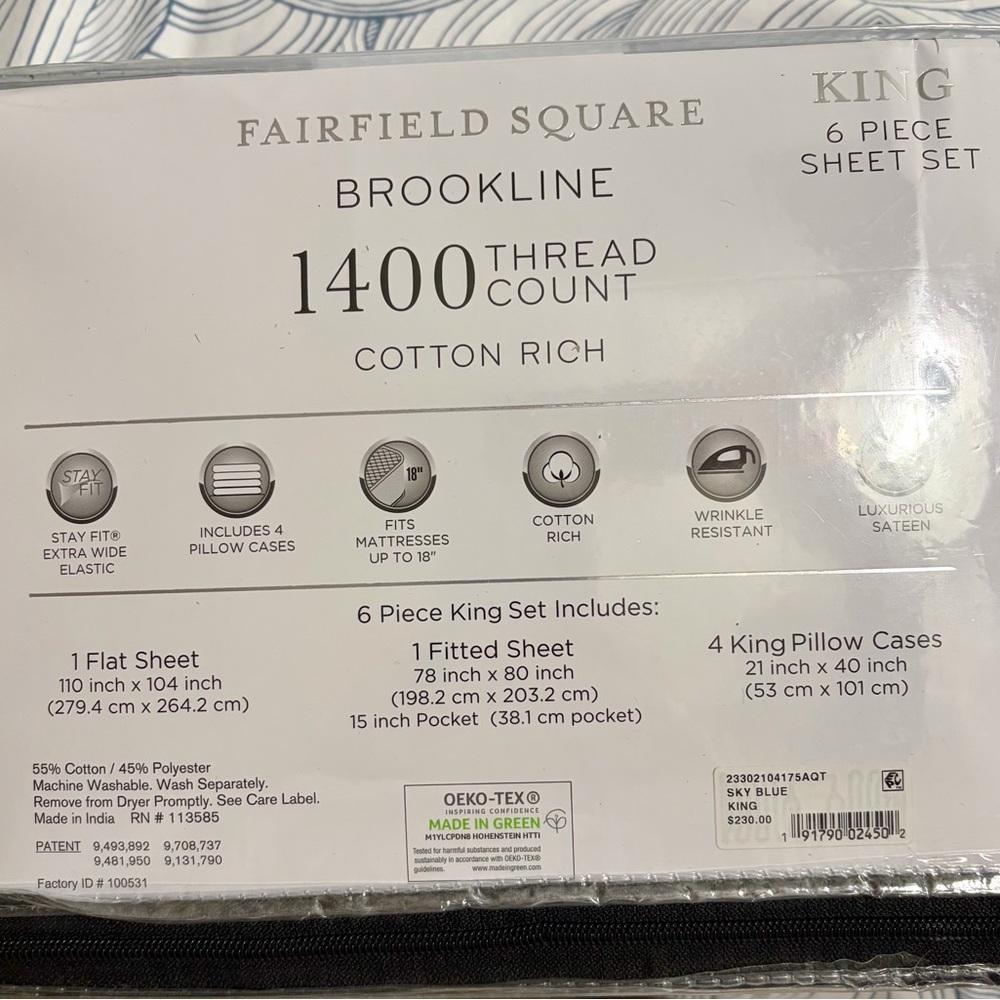 Macy's Brookline King Sheet Set - Grey